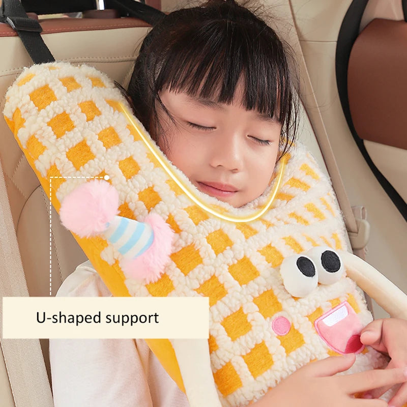 CuteY Shape Kids Travel Safety Pillow Car Seat Neck Pillow Car Sleep Long Distance Travel Pillow Head Pillow Support Kids Adults