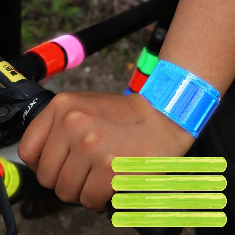 10pcs Bicycle Reflective Strap Safety Leg Pants Ring Shape Reflective Glow Tape Night Sports Jogging Cycling Reflective Arm Band