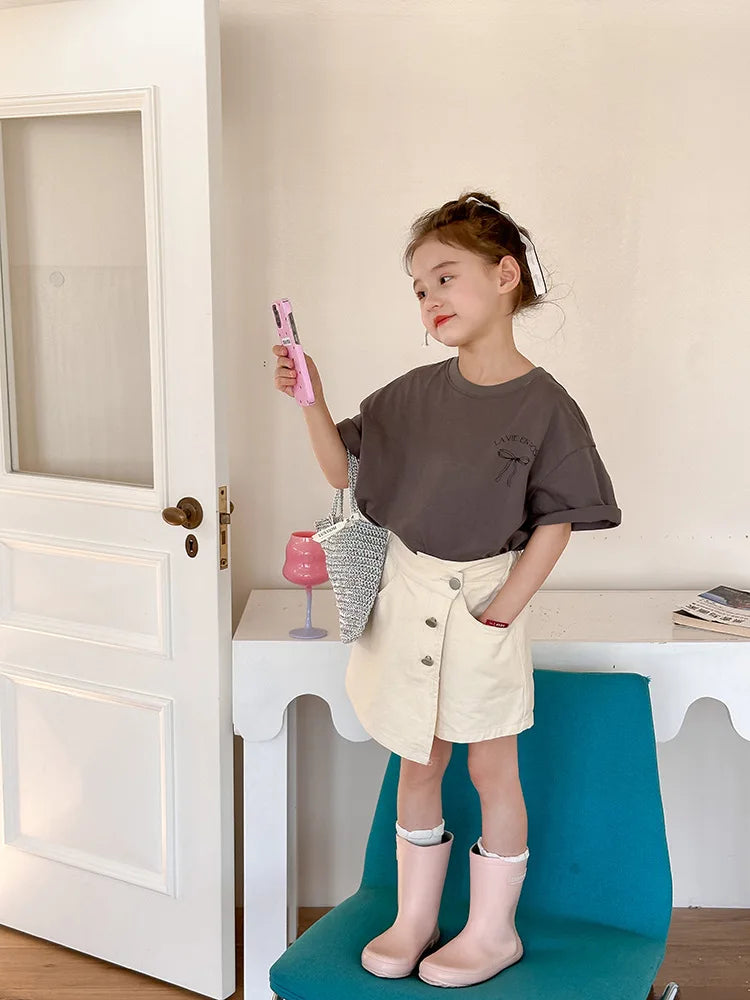 Ropa Infantil Niña Niños Camiseta de Manga Corta Ropa de Niña Verano Tops Ropa de Niños Ropa de Niño Ropa De Niña Ropa De Niño