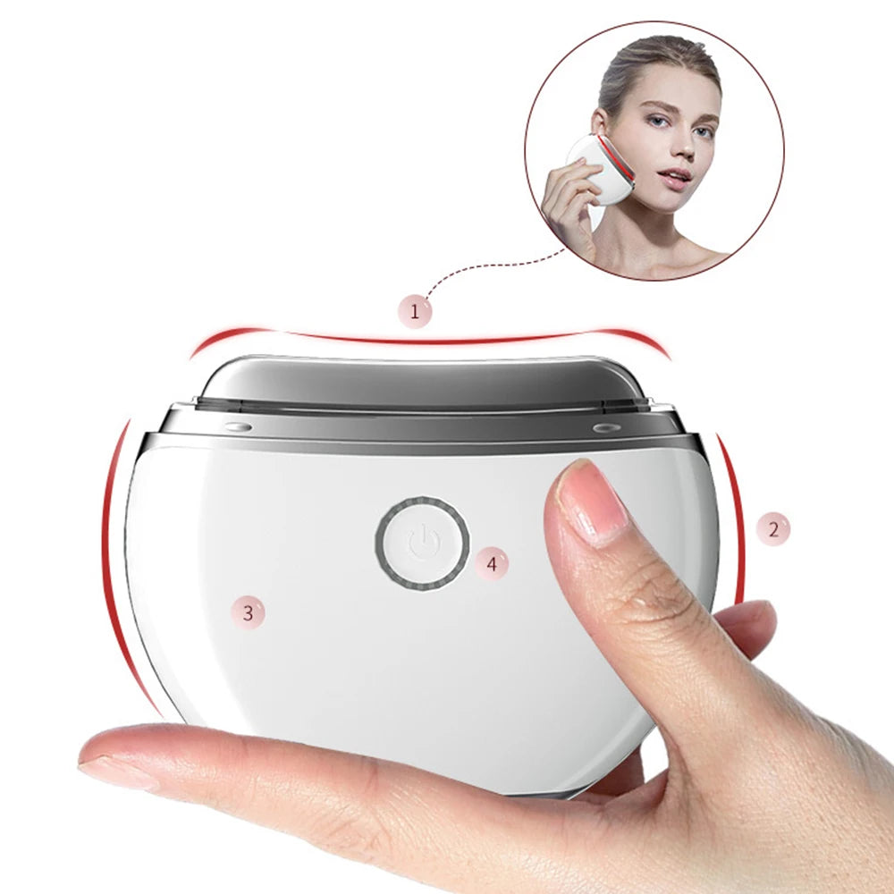 Heating Vibrating Facial Massager Electric Scraping Board Lifting Slimming Tool Light Phototherapy Scraping Board Tighten Skin