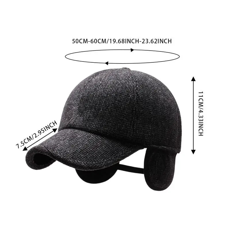 Wool Baseball Caps Fashionable Men Warm Hats Beanie With Brim Mens Ball Caps Mens Baseball Hats With Earmuff For Cycling Running