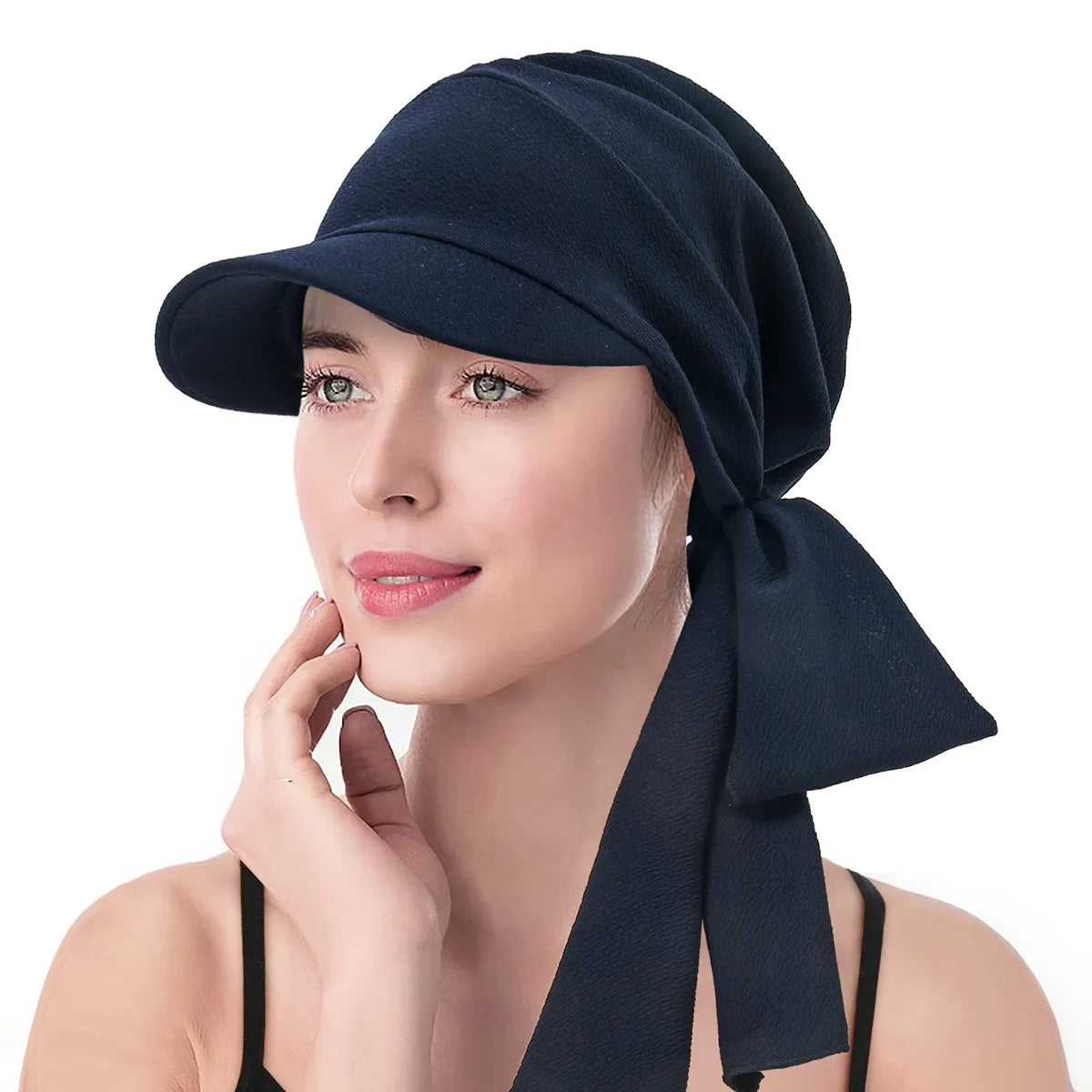 Fashion Print Women Hijab Caps Wrap Hair with Brim Turban Bonnet Breathable Comfortable Ladies Headscarf Hat Hide Hair