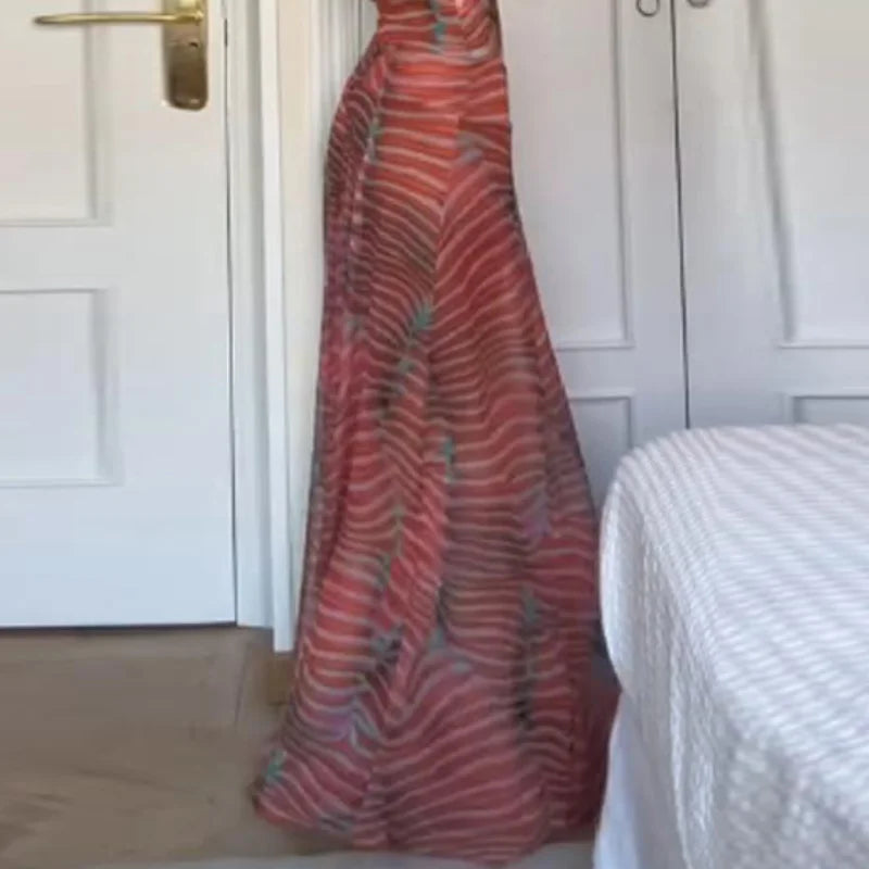 Vintage Casual-Chic Top Long Skirt Set Sexy Elegant Stylish Dress Streetwear Jumpsuit A-line Trendy Women Party Outfit