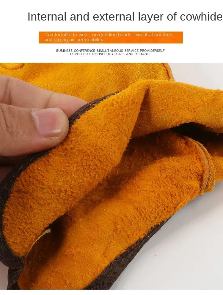 Men Work Gloves Soft Cowhide Driver Hunting Driving Farm Garden Welding Security Protection Safety Protection