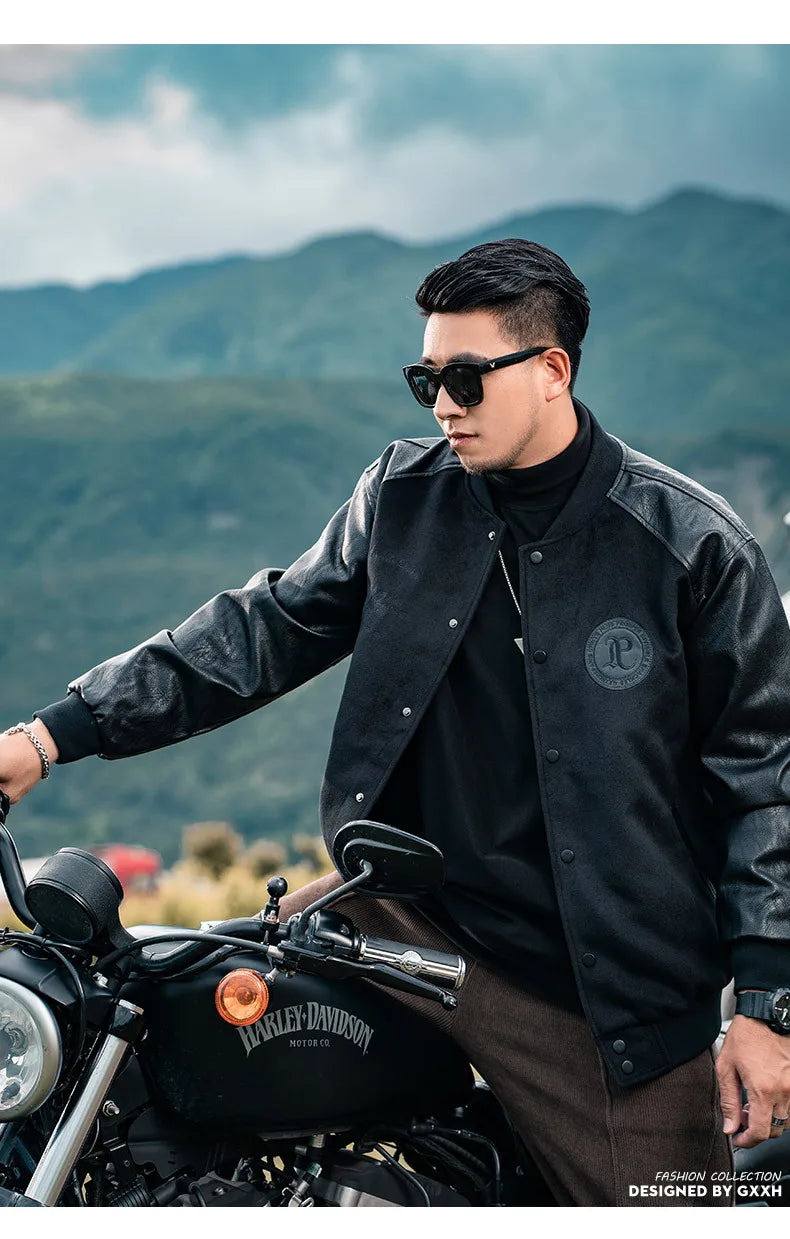 Men's Baseball Jacket, Plus Size, Loose, Spliced Cotton, Basic Mass Jackets, Autumn And Winter American Jacket, 7XL