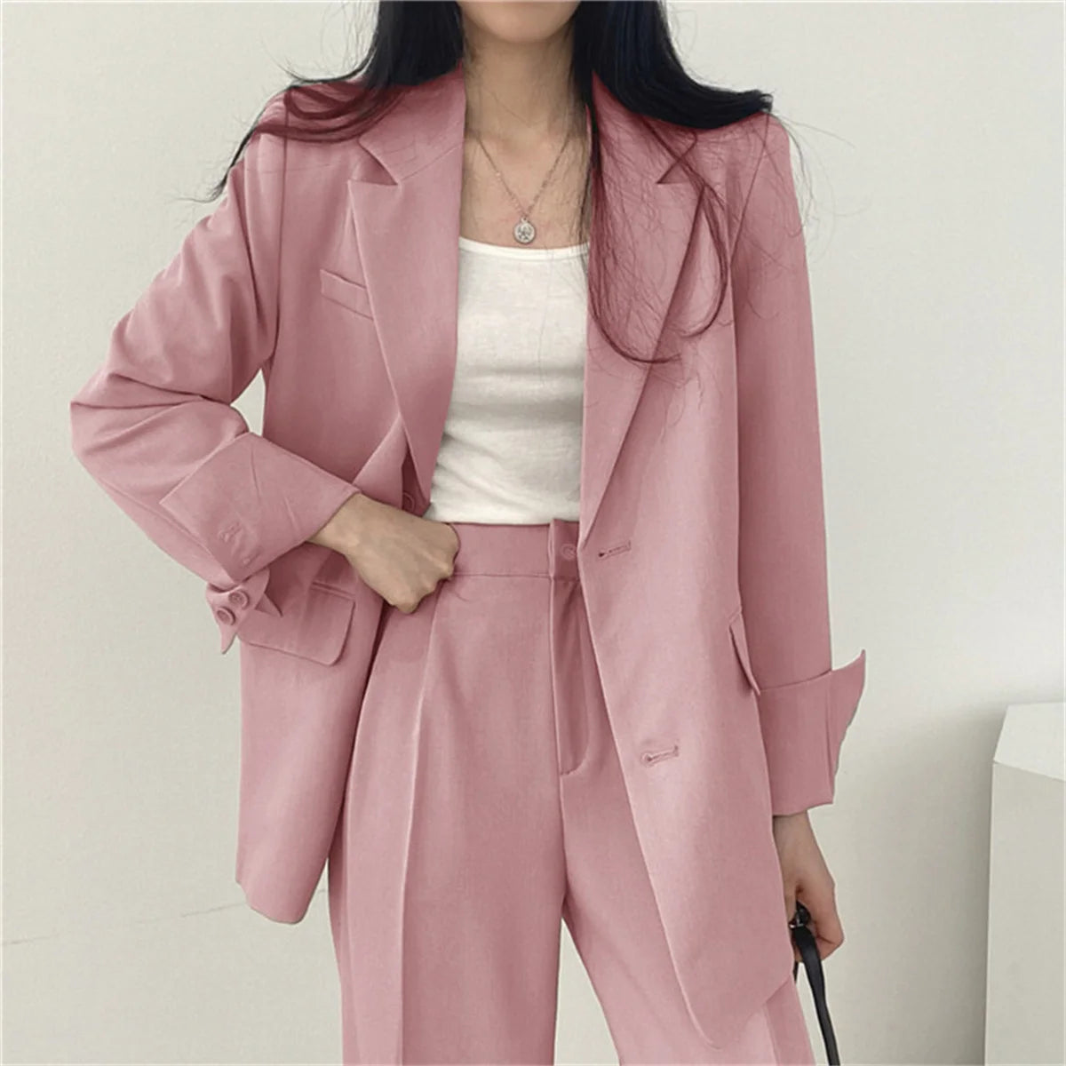 Conjunto Elegante de Blazer y Pantalones de Pierna Ancha para Mujer