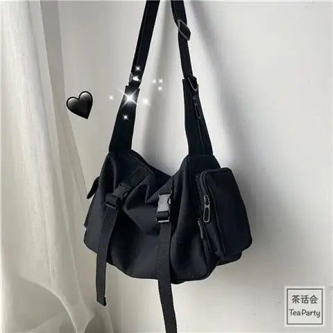 New Canvas Diagonal Cross Bag Youth Fashion Casual Version Ladies Large Capacity Shoulder Bag Solid Color Women Messenger Bags