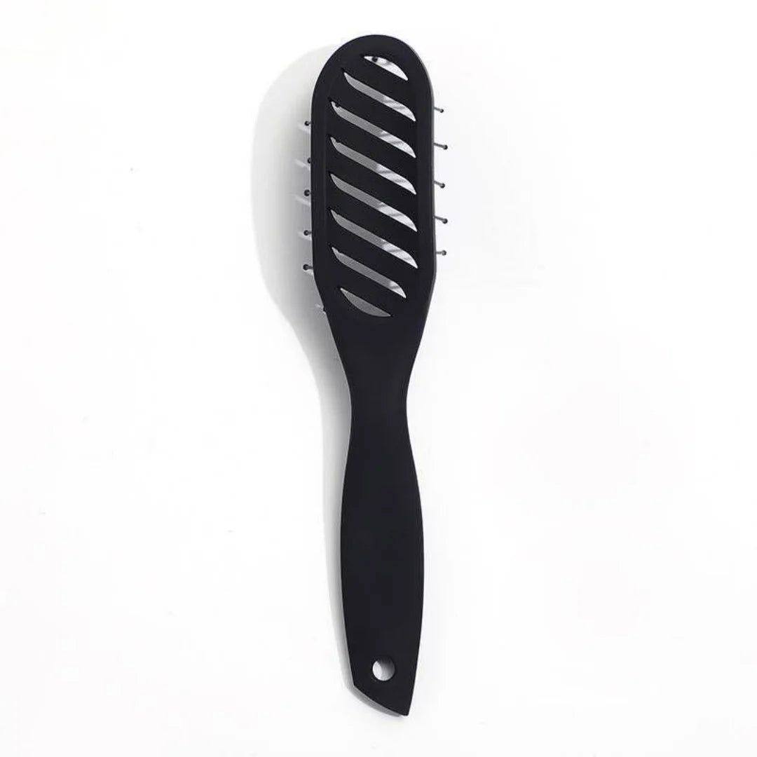 Vented Detangling Hair Brush - Curved Black Paddle Brush with Ball-Tip Bristles, Anti-Static for Wet/Dry Hair, Blow Drying
