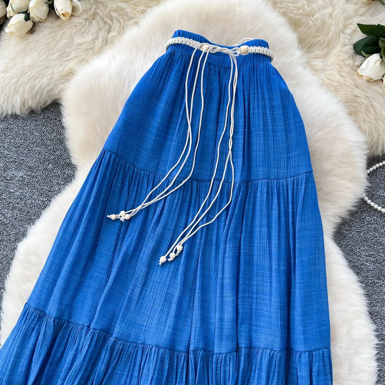 Skirts Women Long Skirt A Line Slim Fit Streetwear High Elastic Waist Elegant Splice Y2k Work Beach Work Casual Summer