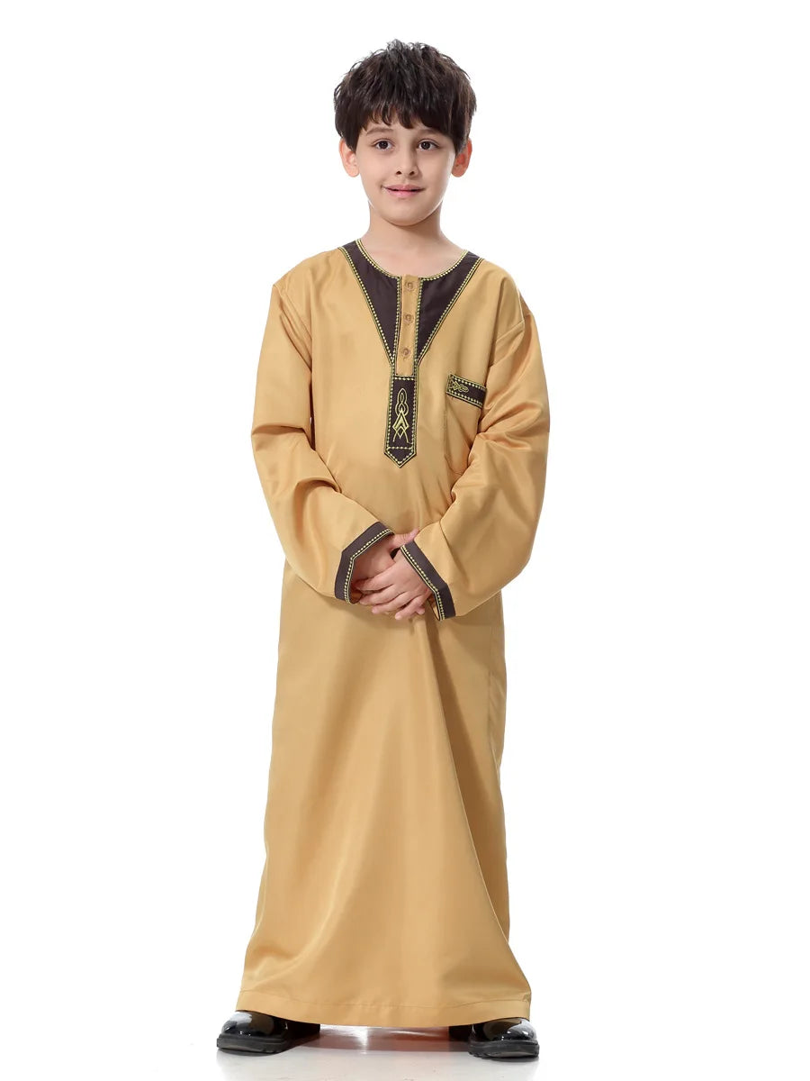 2025 Fashion Muslim Teenager Clothing Islam Men Summer Winter Eid Ramadan Prayer High Quality Elengance Party Boy's Robe Caftan