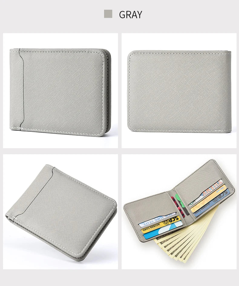 Cartera corta simple de color liso, tarjetero de negocios, cartera de hombre, tarjeta de identificación, tarjeta bancaria, cartera de hombre