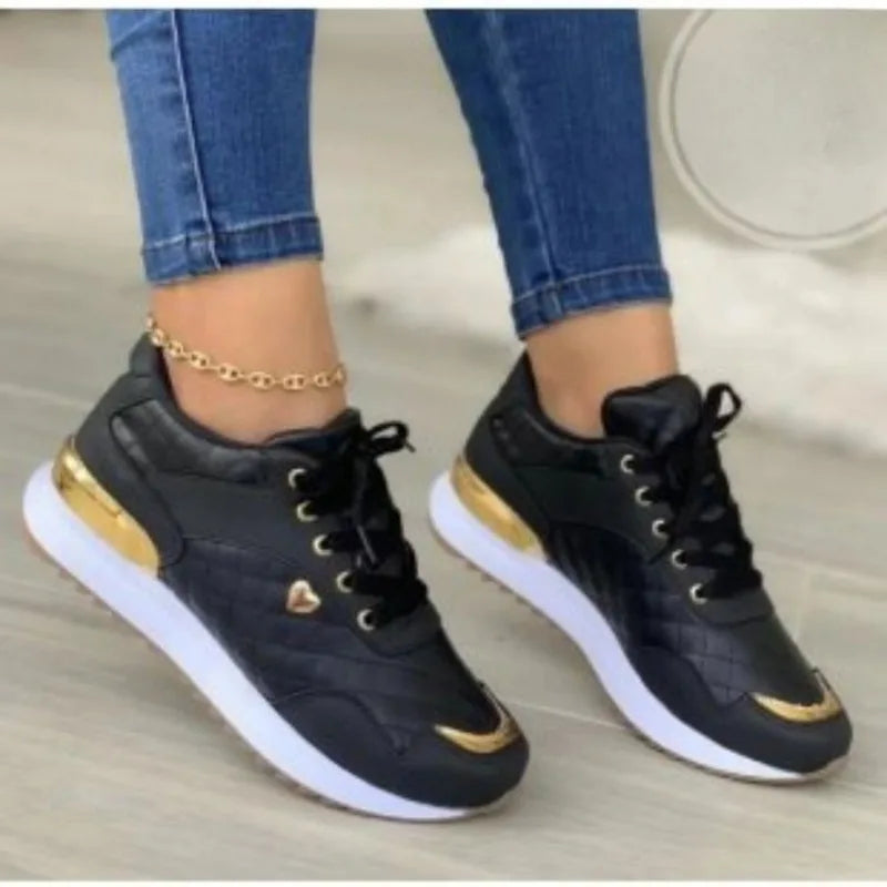 Zapatillas de malla para mujer, con parches, cordones planos, ligeras, transpirables, vulcanizadas, para mujer, Zapatillas De Mujer Tallas Grandes