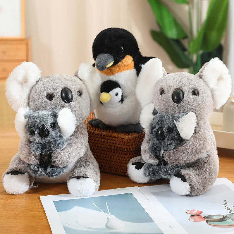 Stuffed Animals Mother and Child Koala Penguin Soft Doll Plush Throw Pillow Home Decoration Birthday Gifts Fir Girls and Boys