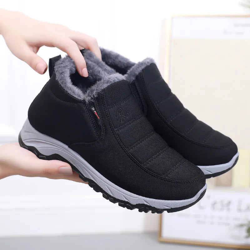Winter Couples Shoes Plush Warm Snow Boot Fashion Casual Cotton Oes Couple Ankle Boot Comfort Slip on Winter Boots for Men Women