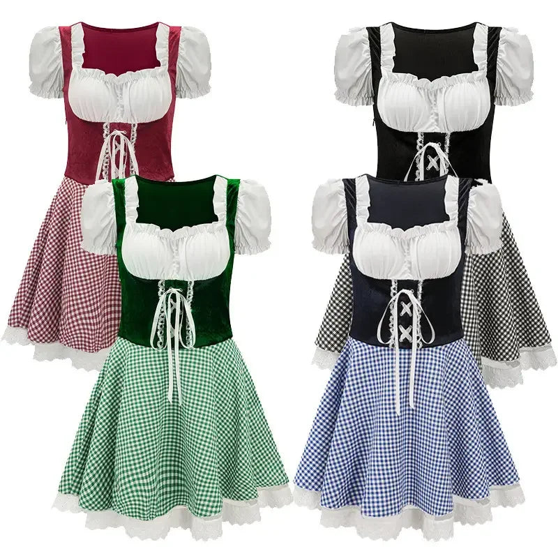 Oktoberfest Sexy Maid Uniform Cosplay Costume Women German Traditional Bavarian Party Waitress Outfit Dress Up Halloween
