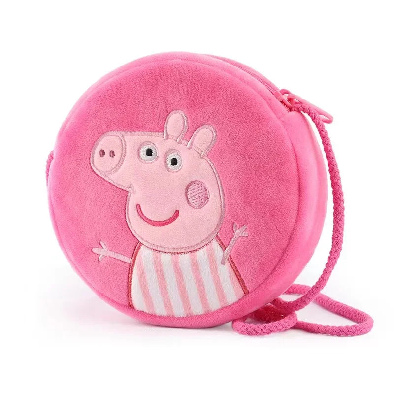 Peppa Pig Crossbody Bag Stereoscopic Doll Backpack Anime Knapsack Plush Coin Purse Toys George Round Pocketbook Children's Gifts