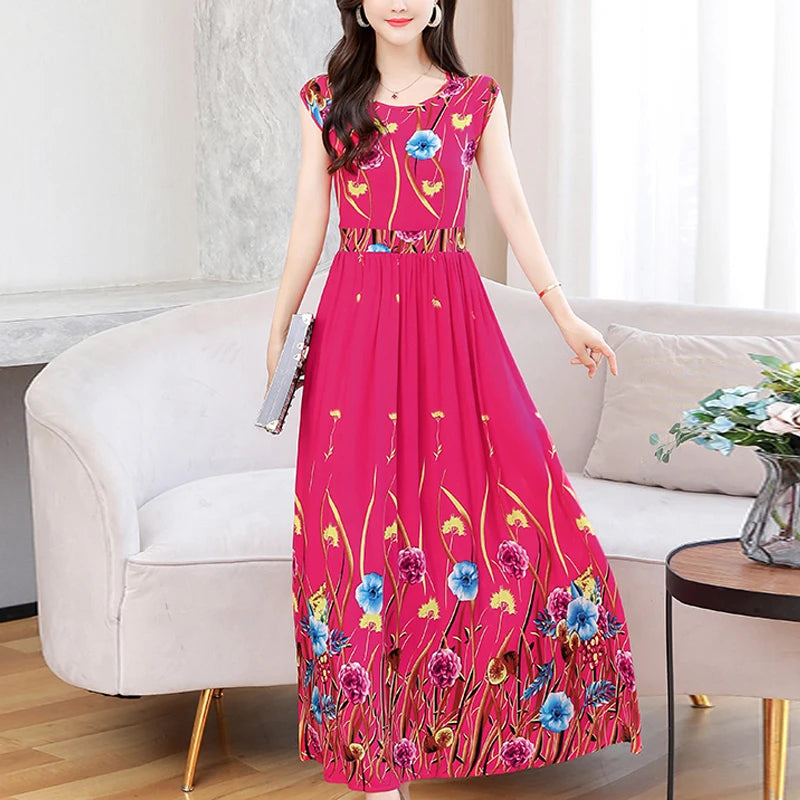 New Fashion  Summer Print Women Short Sleeve Cotton Plus Size Women Clothing Dress Ladies Large Size Vestidos dresses