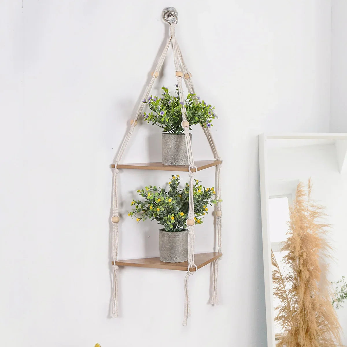 Floating Shelves Wood Stand Boho Home Decor Corner Shelf Wall Hanging Decor Triangle Shelf Display Stand Home Decoration Crafts