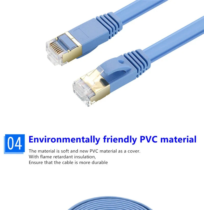 Cat7 Ethernet Cable Cat 7 RJ45 Connector Flat Networking Cables Patch Cord for Desktop Laptop Modem Router Switch 0.5M 1M 2M 5M