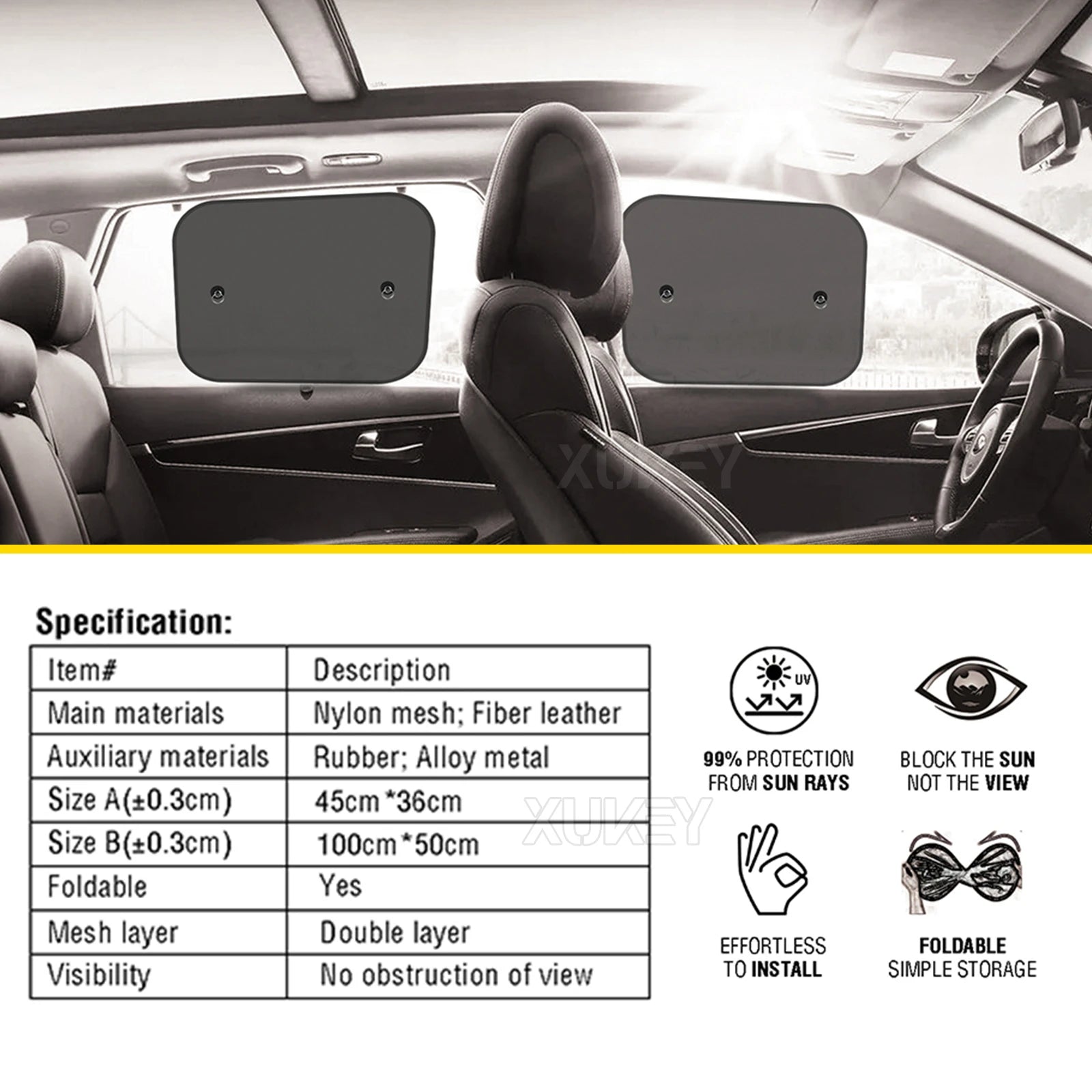 Car Sun Shades Side Rear Window Auto Sunshade Blocks Kids Pet Back Seat Sun UV Glare Heat Protector Car Trunk RV Travel Supplies