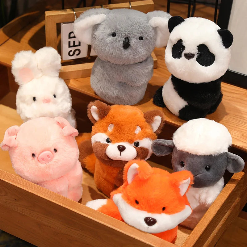 Creative Stuffed Animals Raccoon Fox Husky Cat Monkey Papa Circle Toy Wrapped Around Arm Doll Toys For Kids Birthday Gift
