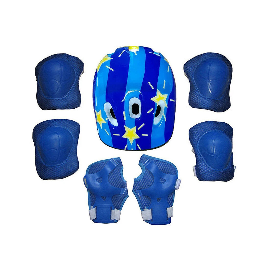 7Pcs/Set Kids Roller Skating Bicycle Helmet Knee Wrist Guard Elbow Pad Set for Children Cycling Sports Protective Guard Gear Set