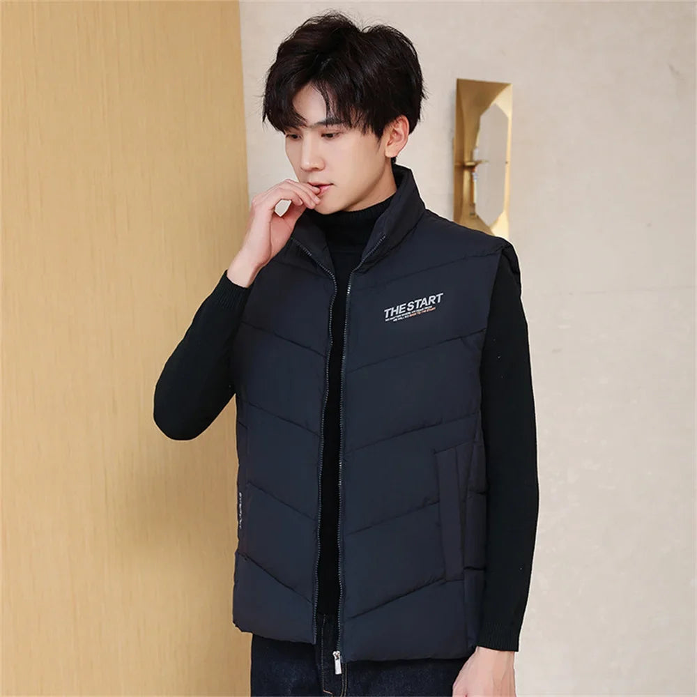 Vest Jacket Men Cotton Padded Jackets Men Clothing Autumn Winter Warm Sleeveless Jackets Men Waist Coats 2025 Hip Hop Coats