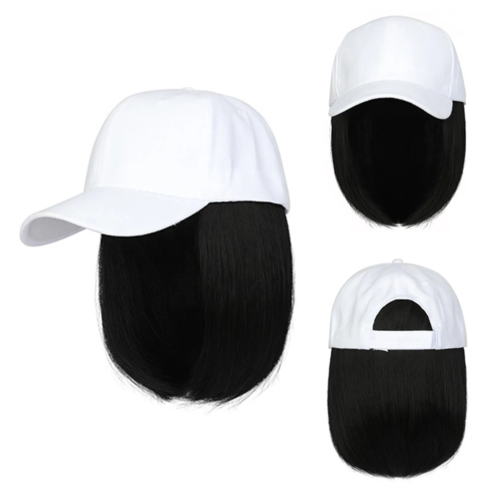 Peluca de gorra de béisbol sintética
