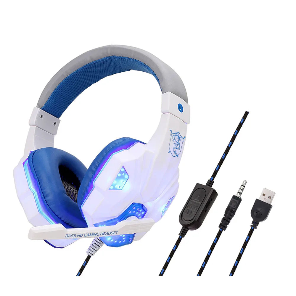 New Gaming Headset Headphones With LED Light Mic Stereo Earphones Deep Bass For PC Computer Gamer Laptop Auriculares For PS4 Xbo