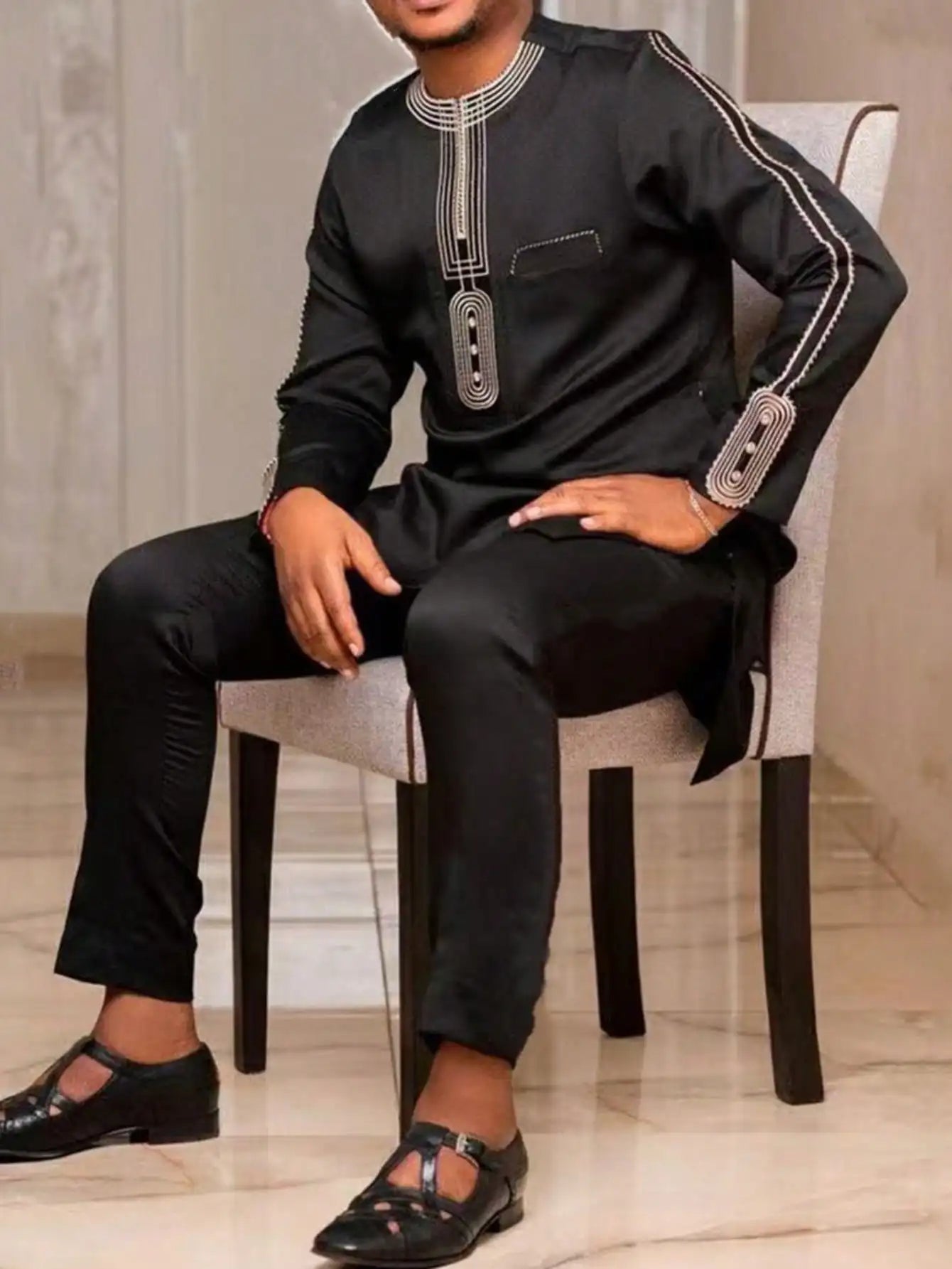 Men's traditional clothing African ethnic style men's suit 2-piece embroidered luxury suit men's casual festival wear Outfits