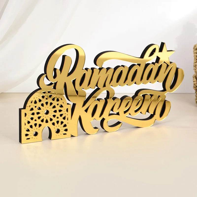 Ramadan Mubarak Acrylic Ornament Eid Mubarak Ramadan Kareem Decoration for Home Islamic Muslim Party Decor Eid Al Adha Gift