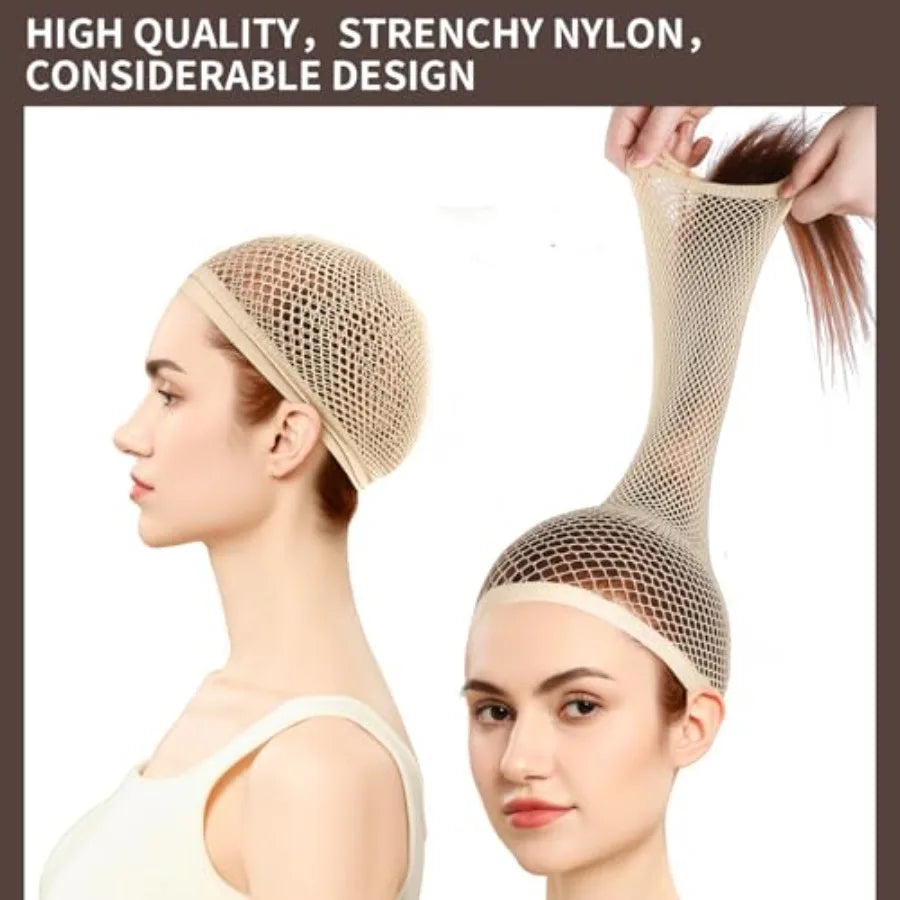 Wig Cap, Hair Net for Wigs, 30 CM Large Mesh Wig Cap for Long Hair for Women, Nylon Hair Net Non Slip for Halloween Rave Party