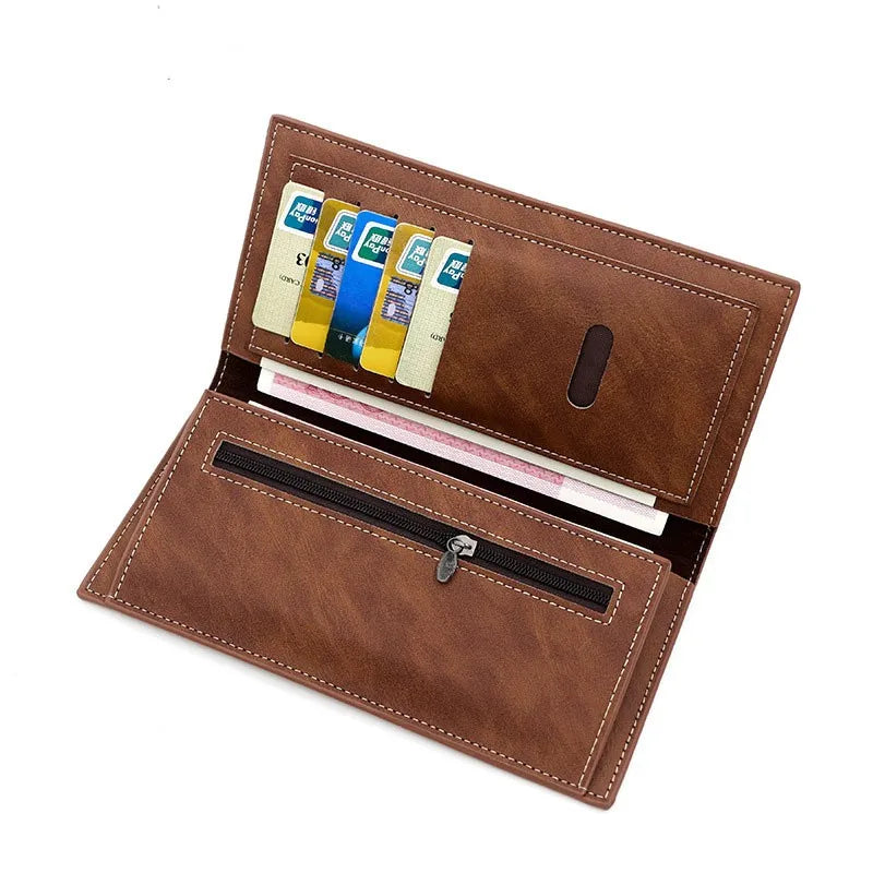 Fashion Business Retro Simple Men's Long Wallet Multi Card Holder Large Capacity Plus Wrap Long Wallet Daily Commuter Wallet