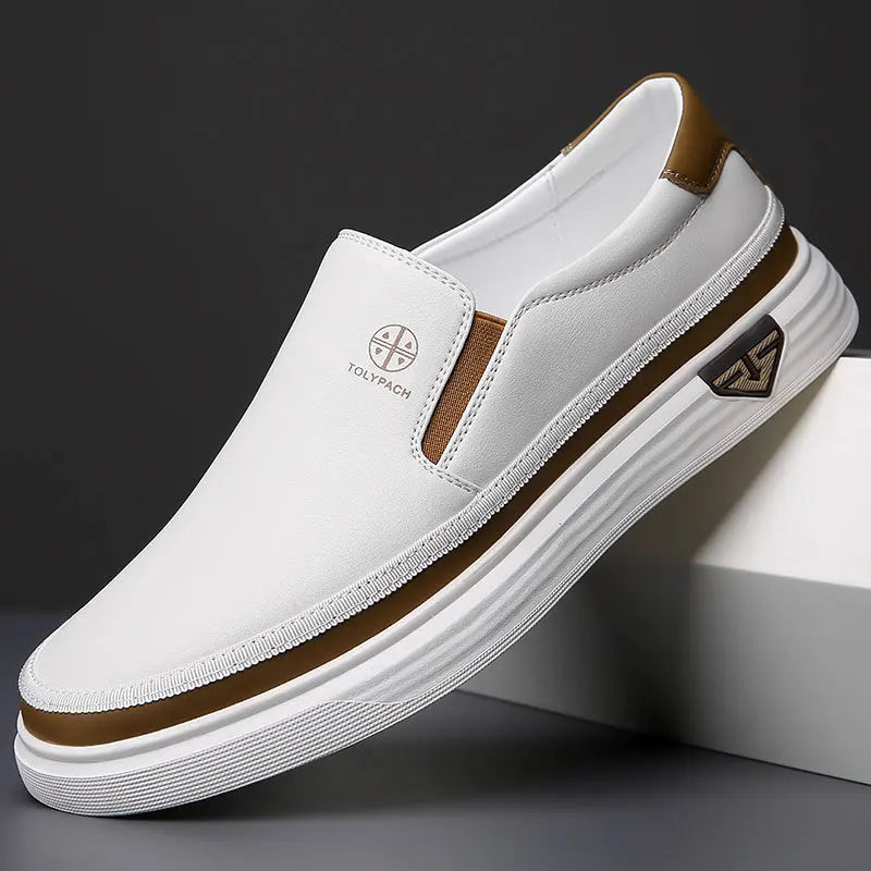 Men’s Genuine Leather Slip-On Sneakers