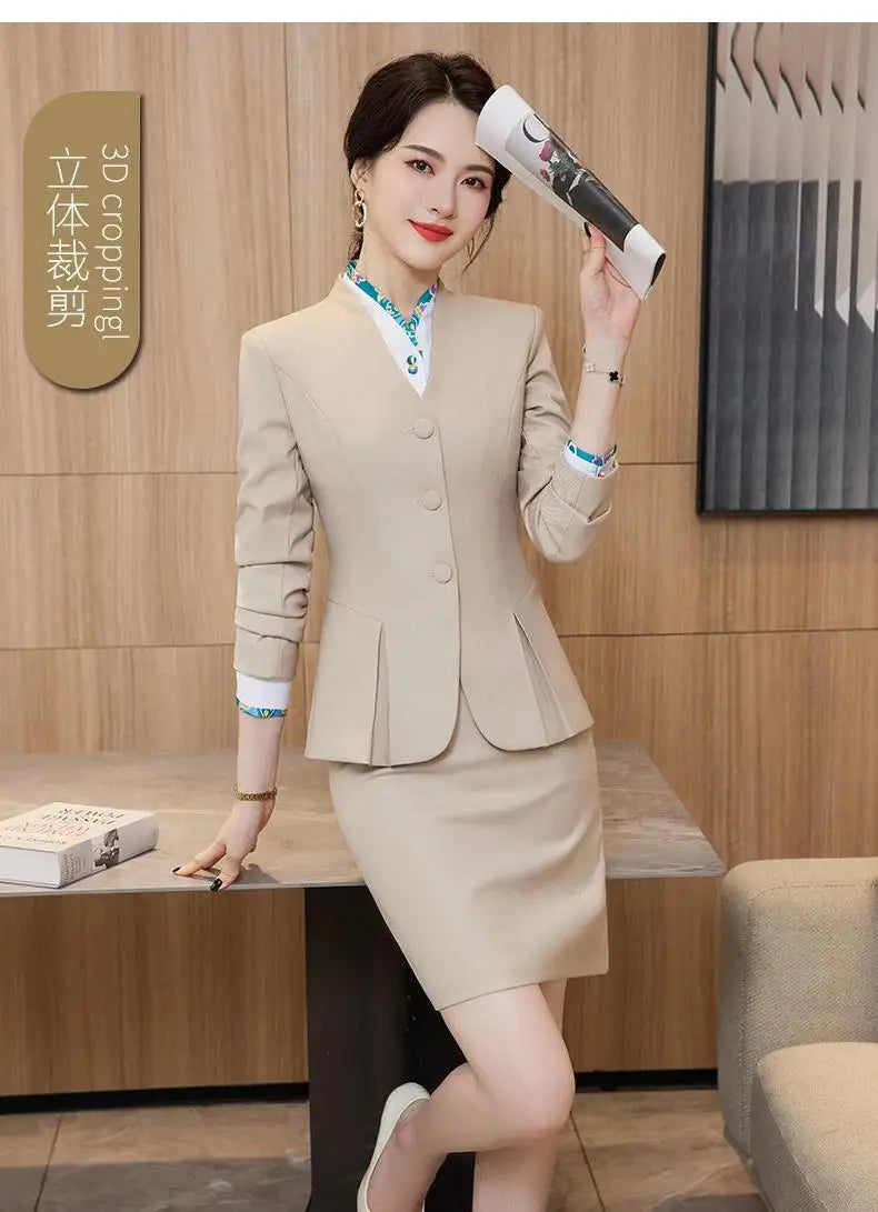 Women Business Skirt Suits Spring Formal Uniform Styles Blazers Feminino for Women Professional Office Work Wear Outfits Set