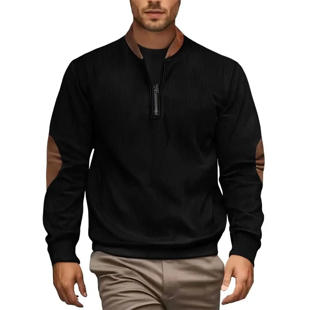 Men Sweatshirt Autumn Half-zip Men's Stand-up Collar Casual Loose Pullover Jacket