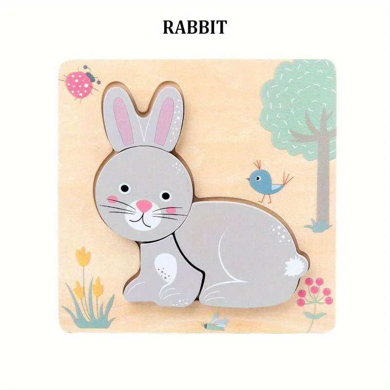 3D Wooden Cartoon Animals Cognitive Puzzles For Kids Children's Wooden Puzzles Toys Colors Shapes Baby Educational Toys Game