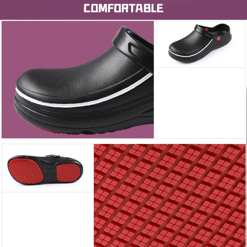 Unisex Work Chef Shoes Kitchen Waterproof Oil-proof Slippers Hotel Restaurant Non-slip Sandals Men Women Cook Safety Footwear