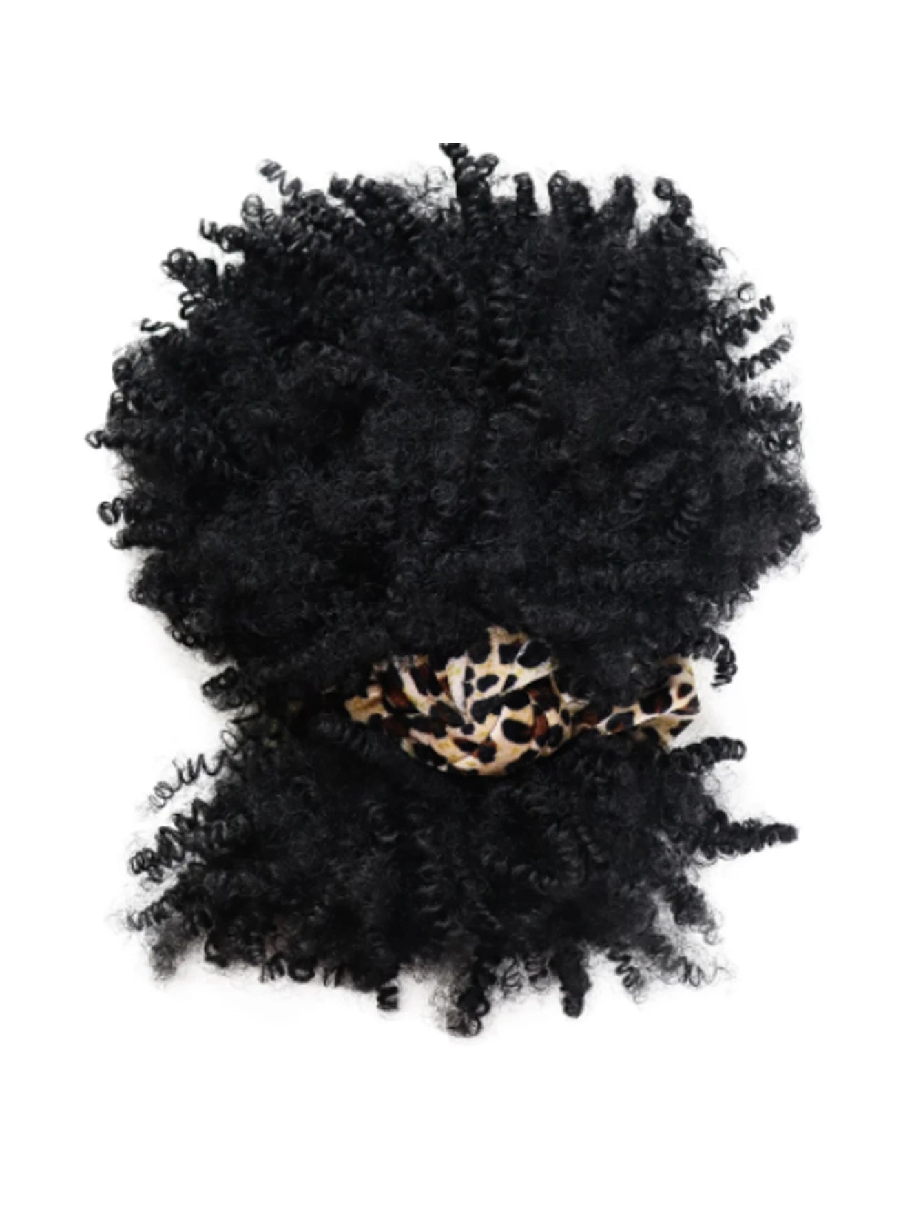 Black women's curly hair wig with headscarf and tassel, 2-in-1 wrapped wig, African short curly hair synthetic wig with headscar