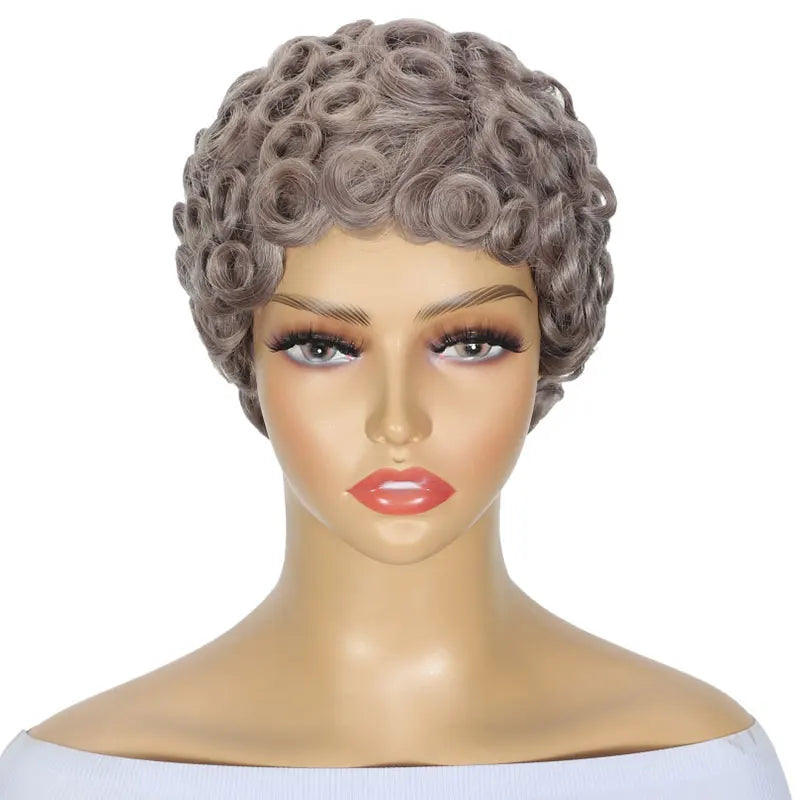 Pixie Cut Wigs 100% Human Hair Wigs Short Curly Pixie Cut Wigs For Black Women Full Machine Made Wig Pixie Curly Gray Color