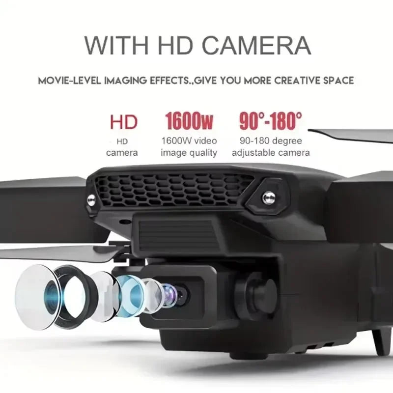 E88Pro RC Drone 4K Professinal With 3 Battery 1080P Wide Angle HD Camera Foldable Helicopter WIFI FPV Height Hold Gift Toy