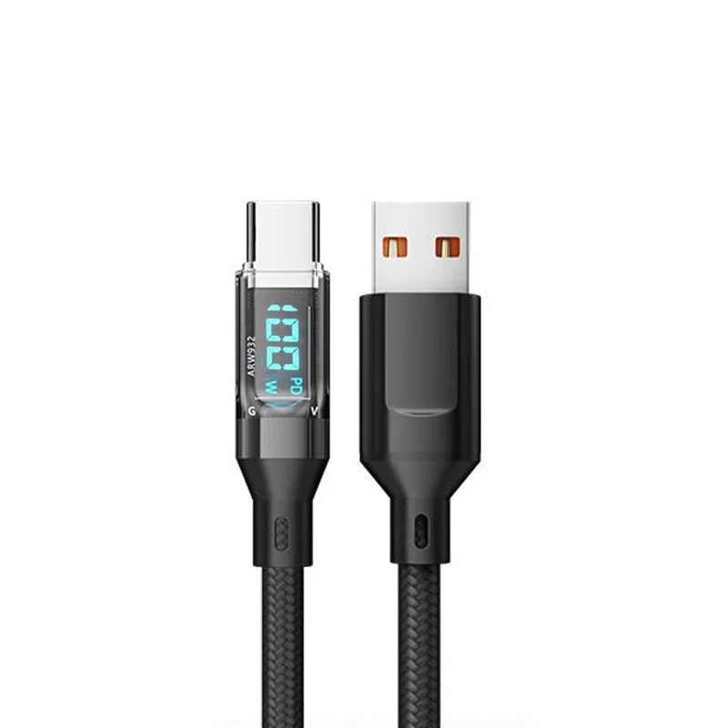 LCD Watt Display Cable, Max 120W Super Fast Charging USB Type C Cable Data Transfer, USB A to Lightning for IPhone14 Pro