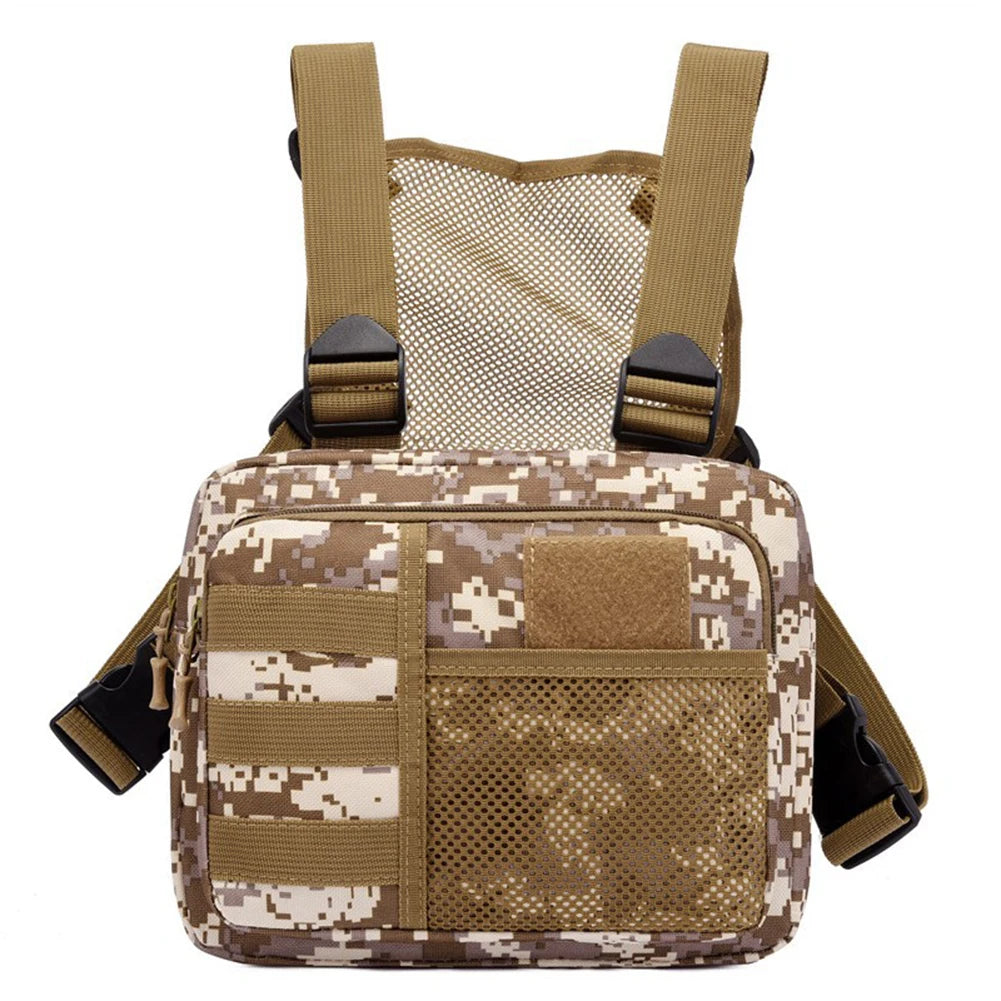 Chaleco Táctico Bolso Estilo Urbano Pechera Funcional Portátil de Oxford Multiusos Multibolsillos Impermeable para Correr Viajes