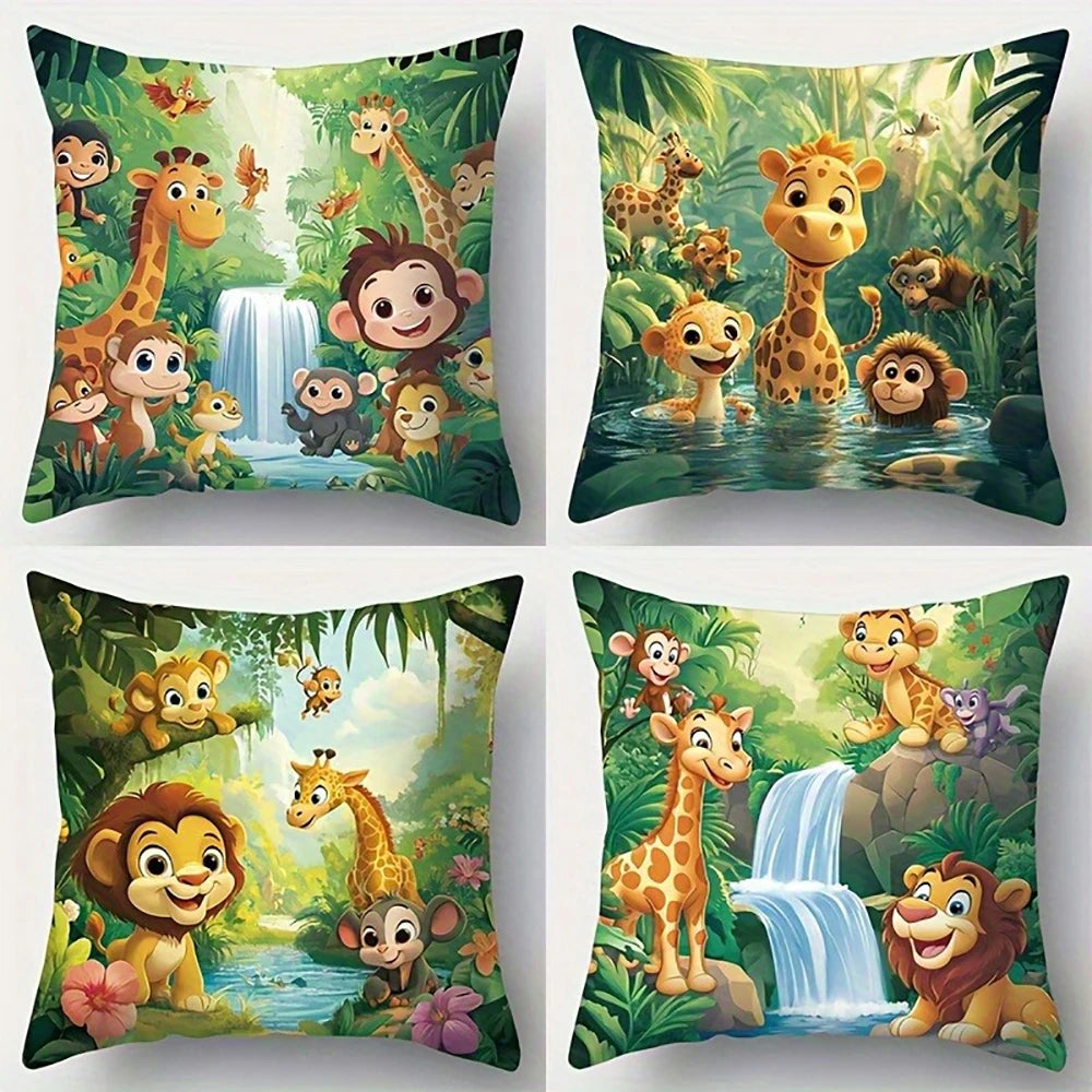 Jungle Animals on PillowcaseSuitable for sofa car bedroom decorative cushion cover pillow cover