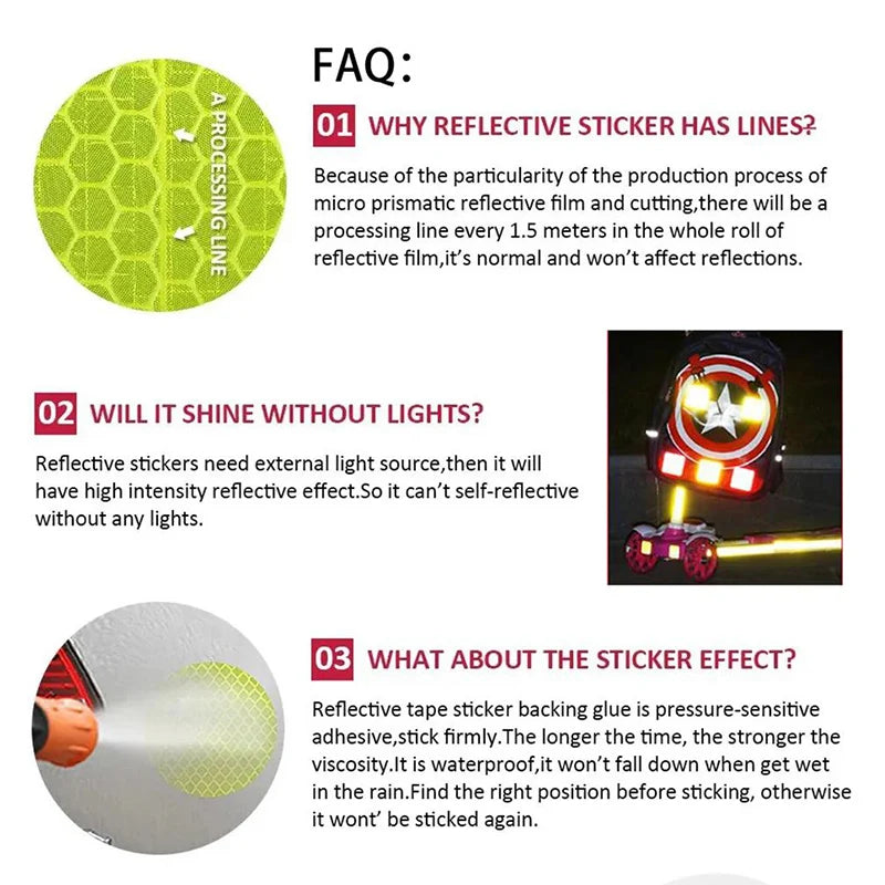 10~60pcs Bicycle Reflective Stickers Secure 30x80mm Warning Strip Car Motorcyle Night Saftety Mark Bicycle Rim Frame Reflector