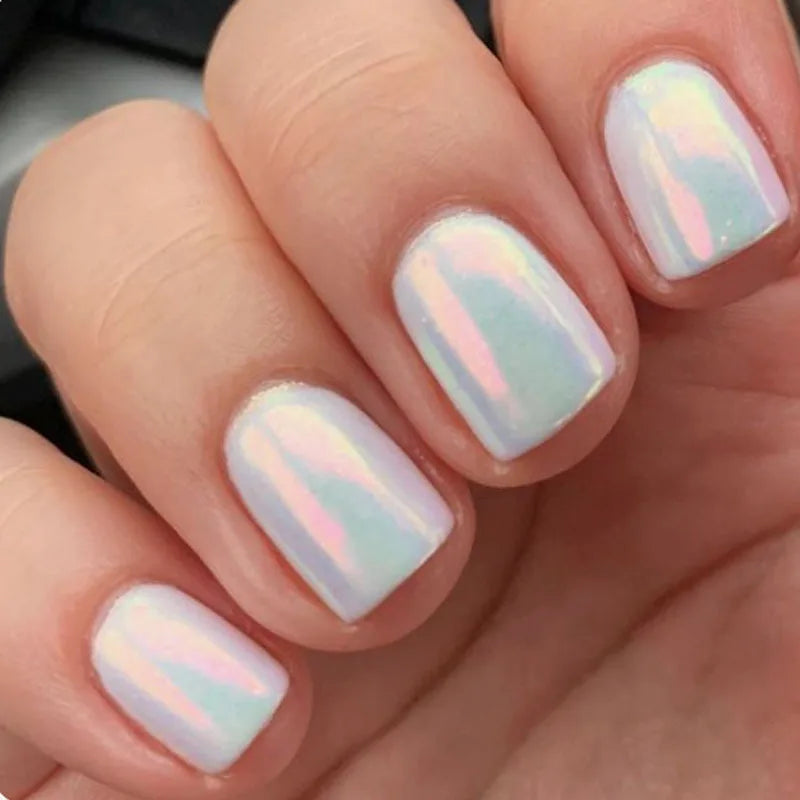 24Pcs Simple Fake Nail with Broken Diamond Short Square Press on False Nails Gradient White Wearable Ballet Full Cover Nail Tip