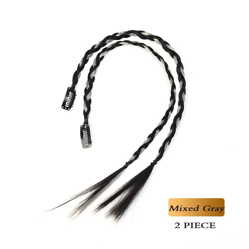 WIGSIN Synthetic 2pcs Braid Wig With Strong BB Clip Lightweight Box Braid Ponytail Hair Piece for Women