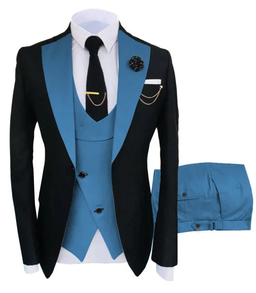 New Costume Homme Popular Clothing Luxury Party Stage Men's Suit Groomsmen Regular Fit Tuxedo 3 Peice Set Jacket+Trousers+Vest