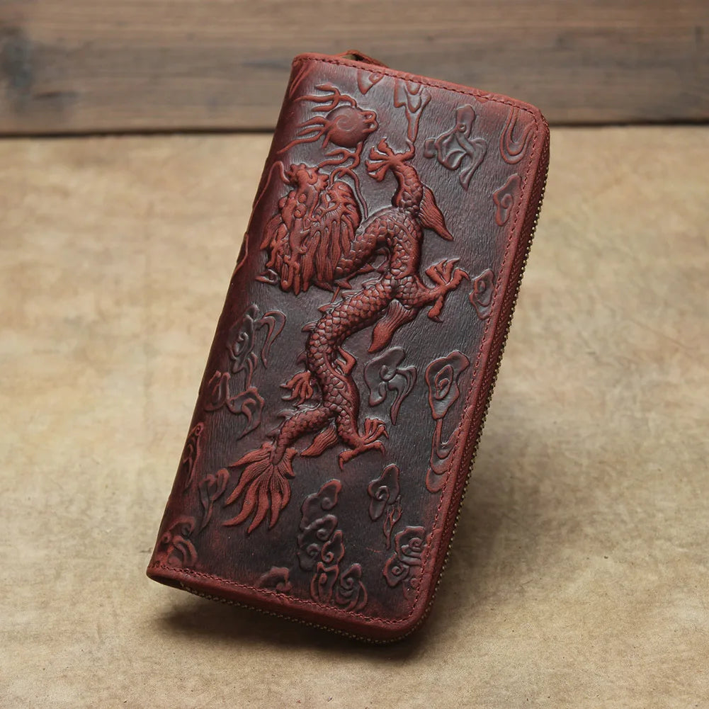 Luxury Men Wallet Genuine Leather Clutch Purse Embossing Long Wallets Thick Cowhide Male Purses Leather Money Hand Clutches