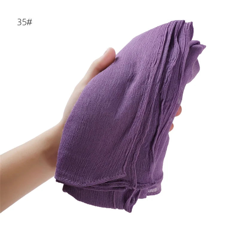 Pañuelo Hiyab de Algodón y Rayón de Color Liso para Mujer, Pañuelo Grande Musulmán, Chales, Diadema Musulmana para Mujer, Turbante Islámico, Pañuelo Bandana